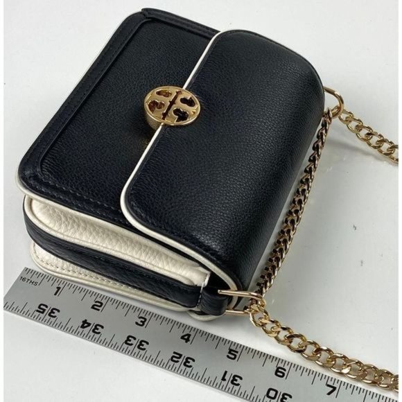 Tory Burch Duet Chain Convertible Shoulder Bag Black Ivory Gold 6.5 x 2.5 x 5 N0 - Picture 9 of 10